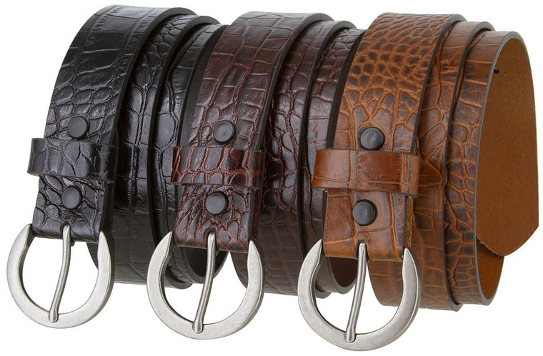 3506 Alligator Embossed Women's Casual Dress Belt 1-3/8"(35mm) Wide