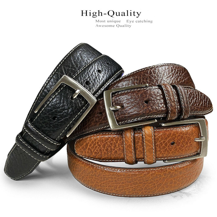 3290 Bison Belt Genuine Leather Casual Dress Belt 1-3/8"(35mm) Wide