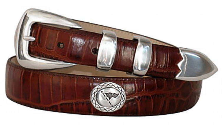 4529 Fullerton Golf Flag Italian Calfskin Leather Dress Belt (24/29) Taper