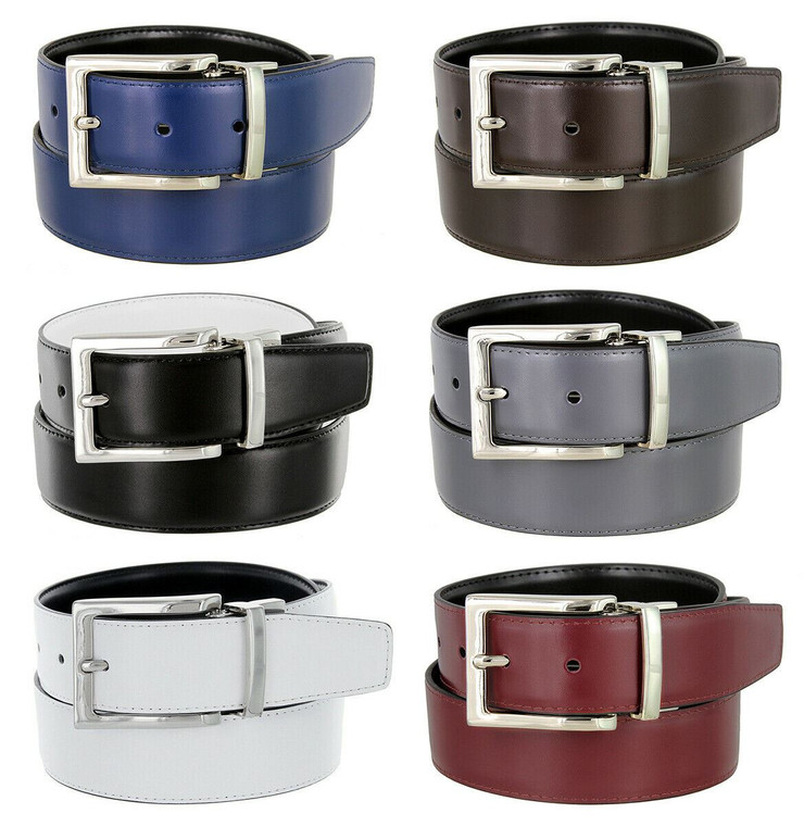 Men's Reversible Belt Genuine Leather Dress Casual Belt 1-3/8"(35mm) Wide
