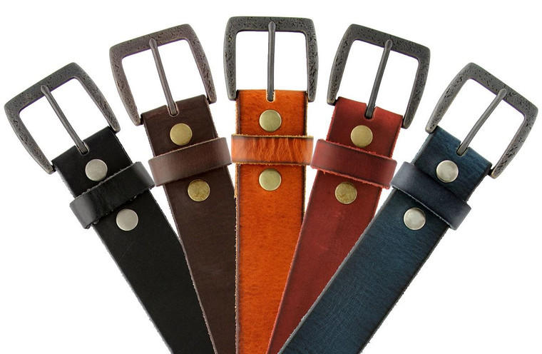 3896 Vintage Buckle Belt Full Grain Leather Casual Jean Belt  1-1/2"(38mm) Wide