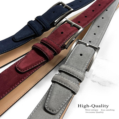 Men's Reversible Belt Gold Buckle Genuine Leather Dress Casual Belt 1-3/8( 35mm) Wide 