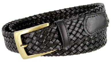 BL043 Antiqued Brass Buckle Basketweaved Woven Genuine  display picture 3
