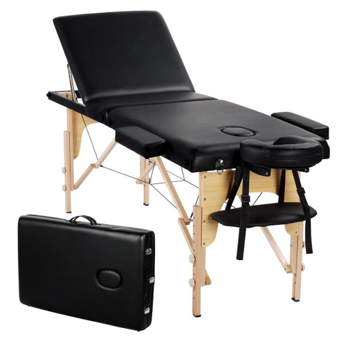 Black Adjustable Portable Massage Tattoo Folding Elevated Table Q280-YQMO1277