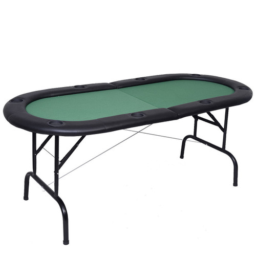 8 Players Texas Holdem Foldable Poker Table-Green - Color: Green D681-TY310280