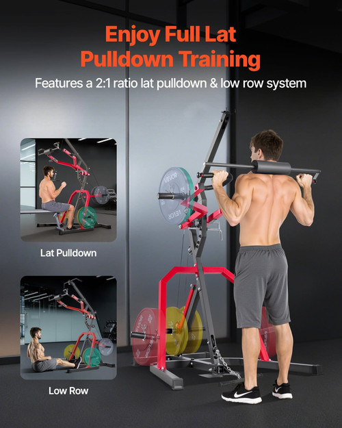 Home Gym Equipment, Leverage Gym with 2:1 Ratio LAT Low Row System, Strength Training Machine for S E415-HKSDJDGNXBSVHZ4C6001V0