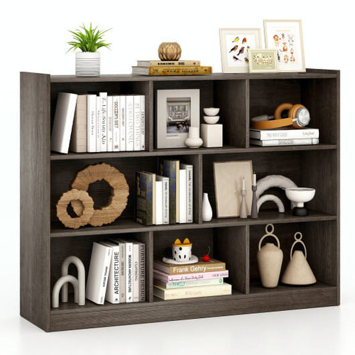 Costway 3-Tier Open Bookcase 8-Cube Floor Standing Storage Shelves Display Cabinet-Gray B593-Walmart_CB10403GR_copy