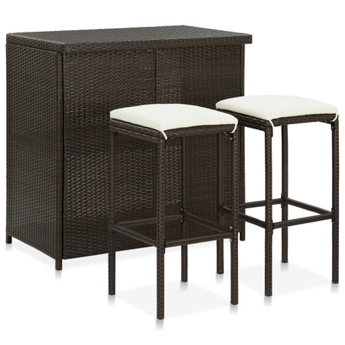 Bar Set Brown PE rattan, steel Large Bar Set Rectangular A949-313470