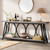 Industrial 70-inch Grey Wood Top Sofa Table with Heavy Duty Black Metal Frame Q280-GRCTSM15982746