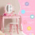 Kid Vanity Table Stool Set with Oval Rotatable Mirror-Pink B593-HY10089