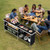 Aluminum Portable Picnic Table with 2-Tier Open Shelves and Spacious Tabletop-Coffee B593-NP12015
