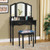 Simple Vanity Set with Tri-Folding Mirror Drawers and Storage Shelf-White B593-HW65974