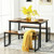 3 Pieces Kitchen Dining Table Set with 2 Benches for Limited Space -Coffee B593-HW67617