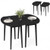 Extendable Oval Dining Table Set with 2 Half-Round Tables for 4-6 People-Black - Color: Black D681-HV10956DK-22