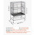 Bird Cage, 36.6 x 22.8 x 59.5 inch, Flat Top, Wrought Iron Bird Flight Cage with Perches, Slide-Out E415-YTSNL3723INCY8MD9001V0