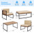 5 Pieces Patio Furniture Set Acacia Wood Sectional Set with Heavy-Duty Metal Frame-Beige B593-HW71665+