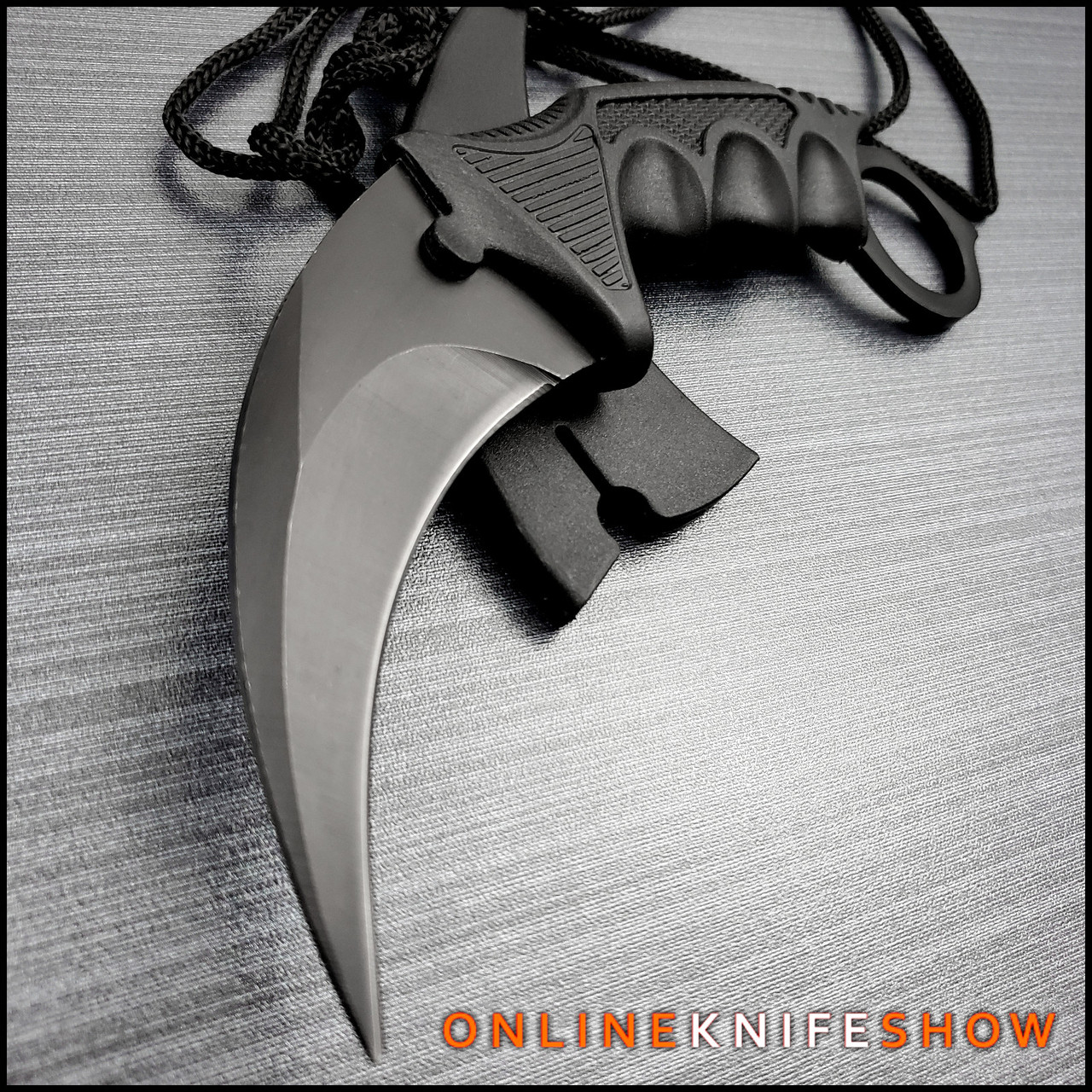 Karambit Knife Black Night Blade CS:GO with Necklace Sheath