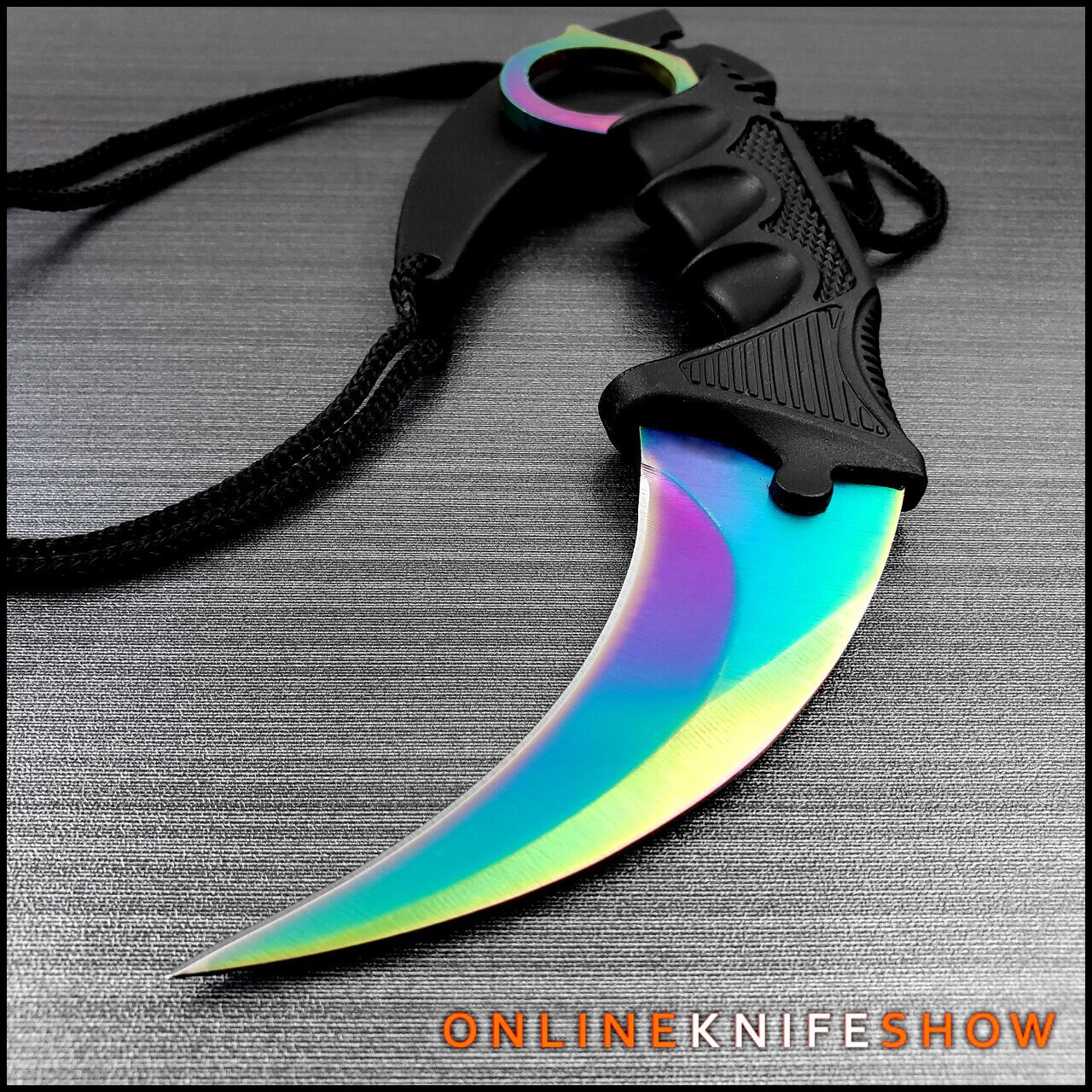 Rainbow Fade Fixed Blade Karambit - Hawkbill Claw Limited Edition