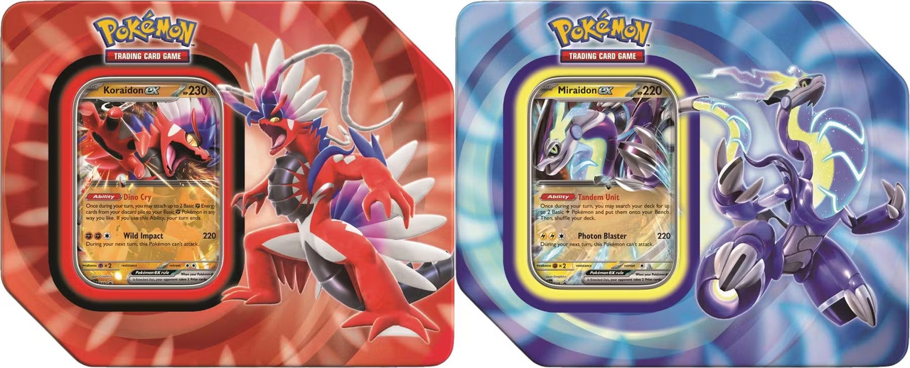 Paldea Legends Tins Featuring Koraidon ex and Miraidon ex