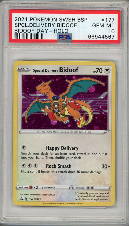 Special Delivery Bidoof Holo (SWSH117) - PSA GEM MT 10 (1/2)