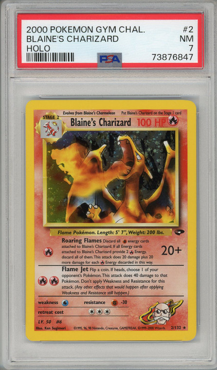 Blaine's Charizard Holo (#2) - Gym Challenge Unlimited - PSA 7