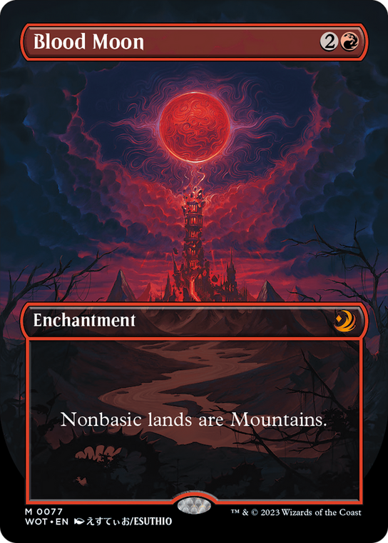 mtg アーティストプルーフ　ap proof blood moon foil Blood Moon (Borderless)(Foil) [WOT-0077F] - Forge and Fire Gaming