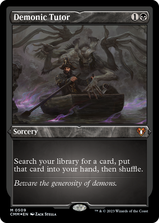 Demonic Tutor (CMM-509) - Commander Masters Etched Foil