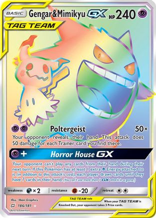 Gengar & Mimikyu GX (Secret) 186/181 - SM Team Up Holofoil - Forge
