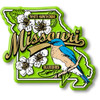 Missouri State Bird and Flower Map Magnet , Collectible Souvenirs Made in the USA