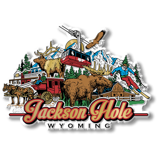 Jackson Hole, Wyoming City Magnet , Collectible Souvenir Made in the USA