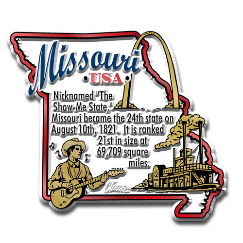 Missouri Information State Magnet, Collectible Souvenir Made in the USA