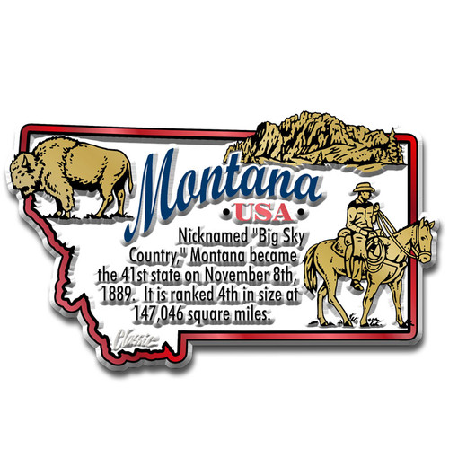 Montana Information State Magnet, Collectible Souvenir Made in the USA