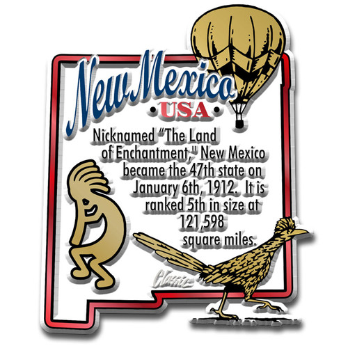 New Mexico Information State Magnet, Collectible Souvenir Made in the USA