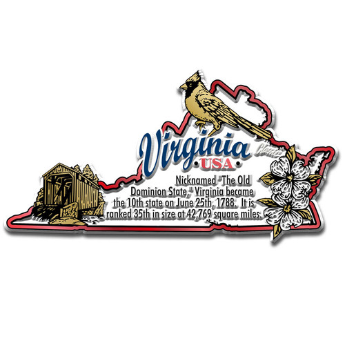 Virginia Information State Magnet, Collectible Souvenir Made in the USA