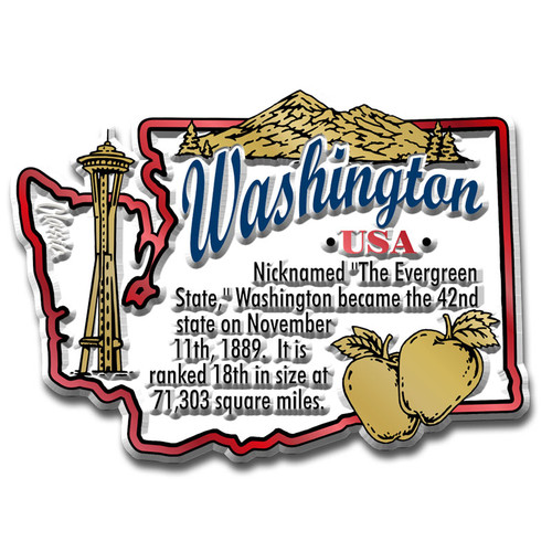 Washington Information State Magnet, Collectible Souvenir Made in the USA