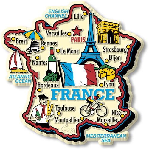 France Jumbo Country Map Magnet , Collectible Souvenir Made in the USA