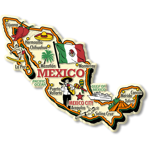 Mexico Jumbo Country Map Magnet , Collectible Souvenir Made in the USA