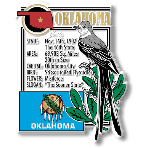 Oklahoma State Montage Magnet, Collectible Souvenirs Made in the USA