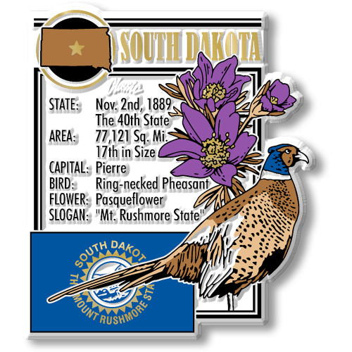 South Dakota State Montage Magnet, Collectible Souvenirs Made in the USA