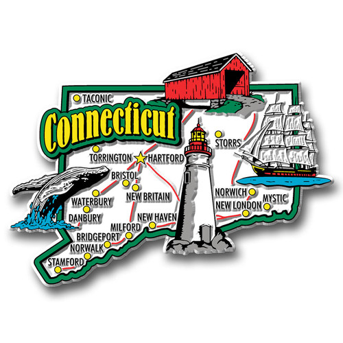 Connecticut Jumbo State Magnet , Collectible Souvenirs Made in the USA