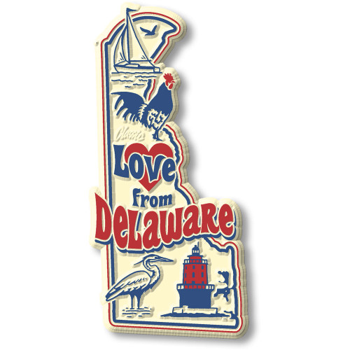 "Love from Delaware" Vintage State Magnet , Collectible Souvenirs Made in the USA