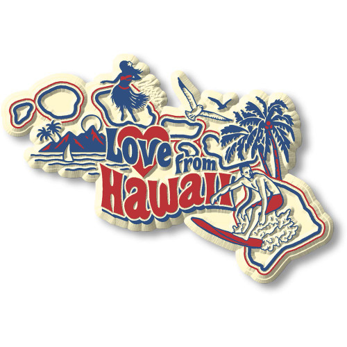 "Love from Hawaii" Vintage State Magnet , Collectible Souvenirs Made in the USA
