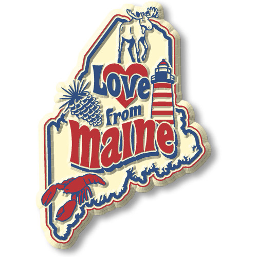 "Love from Maine" Vintage State Magnet , Collectible Souvenirs Made in the USA