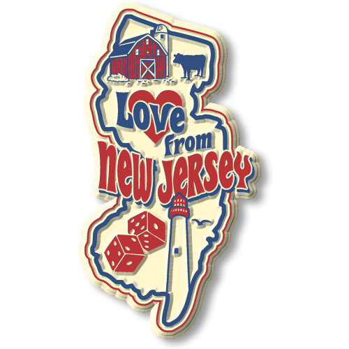 "Love from New Jersey" Vintage State Magnet , Collectible Souvenirs Made in the USA