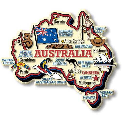 Australia Jumbo Country Map Magnet, Collectible Souvenirs Made in the USA