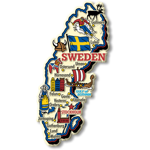 Sweden Jumbo Country Map Magnet, Collectible Souvenirs Made in the USA
