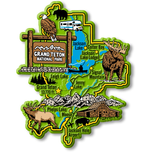 Grand Teton National Park Map Magnet , Discover America Series, Collectible Souvenirs Made in the USA