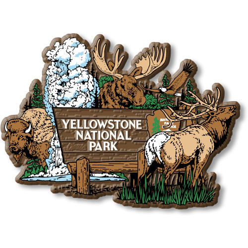 Yellowstone National Park Entrance Sign Magnet , Discover America Series, Collectible Souvenirs Made in the USA