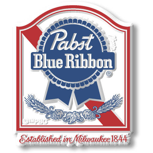 Pabst Blue Ribbon Beer Logo Magnet by Classic Magnets, Collectible Gifts Made in the USA, 2.4" x 2.9"