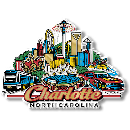 Charlotte, North Carolina City Magnet by Classic Magnets, Collectible Souvenirs Made in the USA